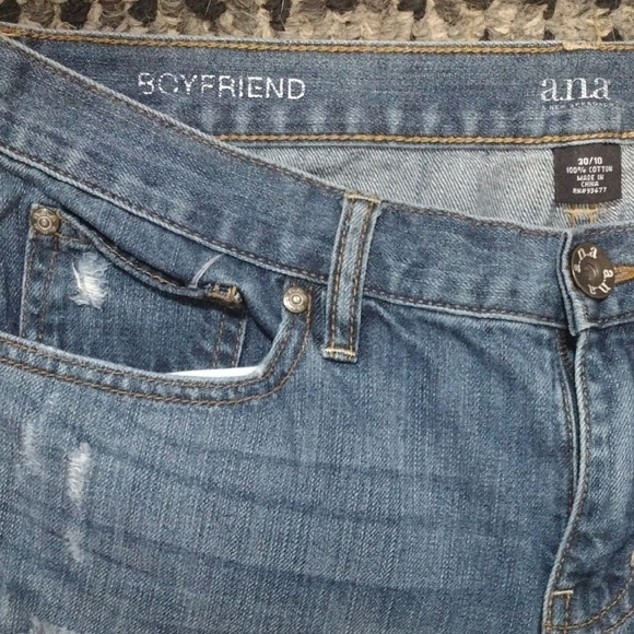 a.n.a Blue Straight Leg Jeans with Distressed Details​​ - Picture 3 of 6
